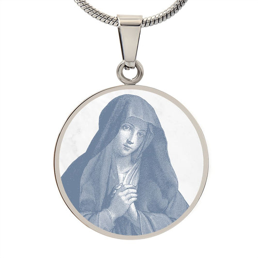 Divine Grace: The Virgin Mary Necklace (Blue)