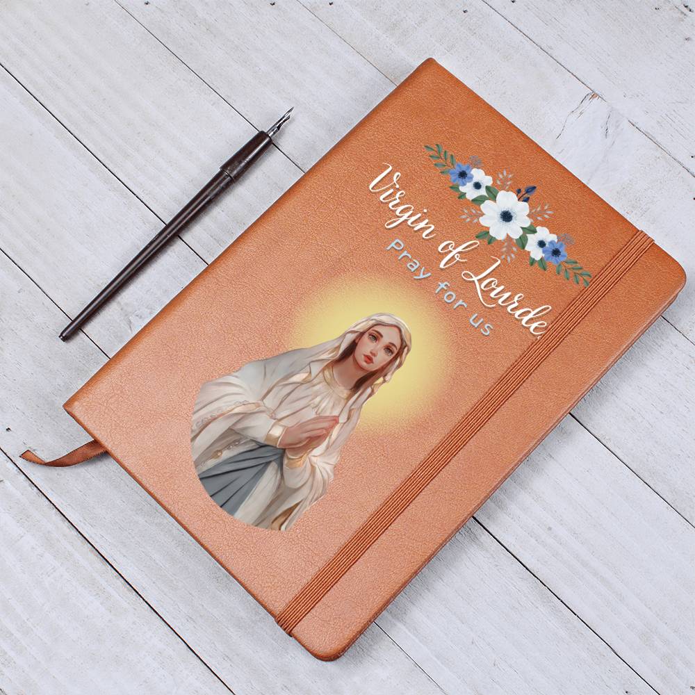 Virgin Of Lourdes  - Leather Prayer Journal